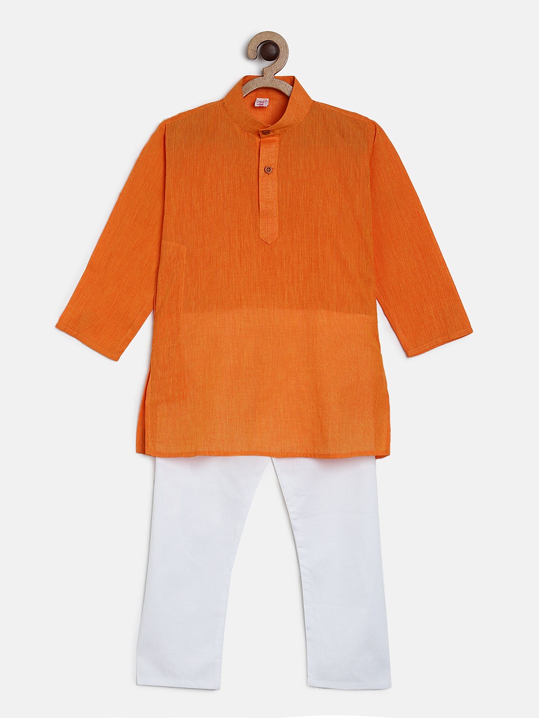 

Ridokidz Boys Orange & White Solid Kurta with Pyjamas