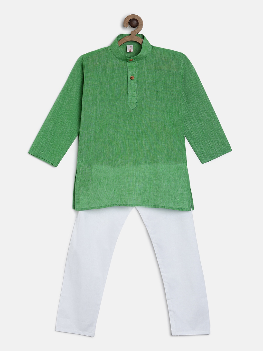 

Ridokidz Boys Green & White Solid Kurta with Pyjamas
