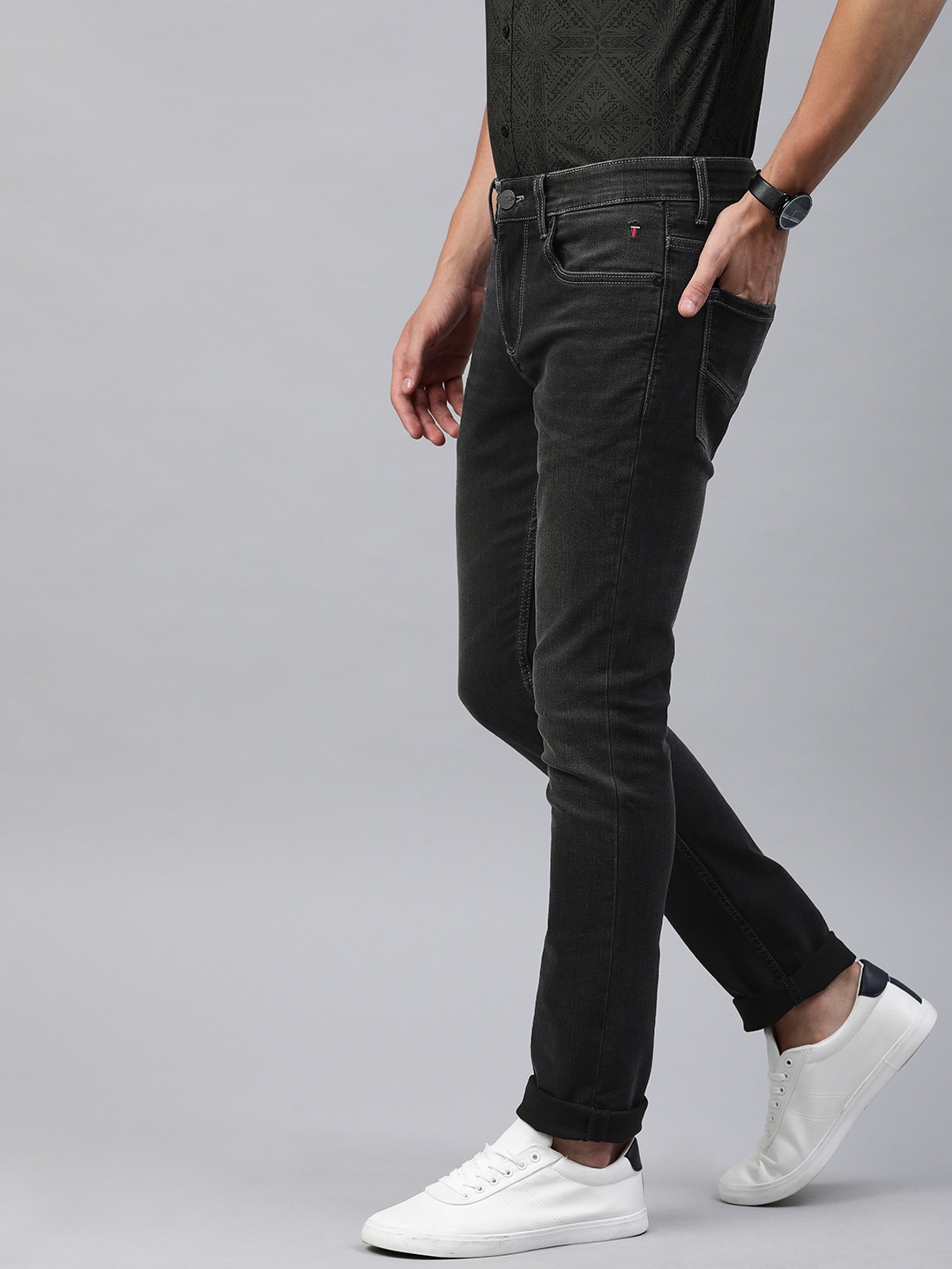 

Louis Philippe Jeans Men Black Albert Super Slim Fit Low-Rise Clean Look Stretchable Jeans