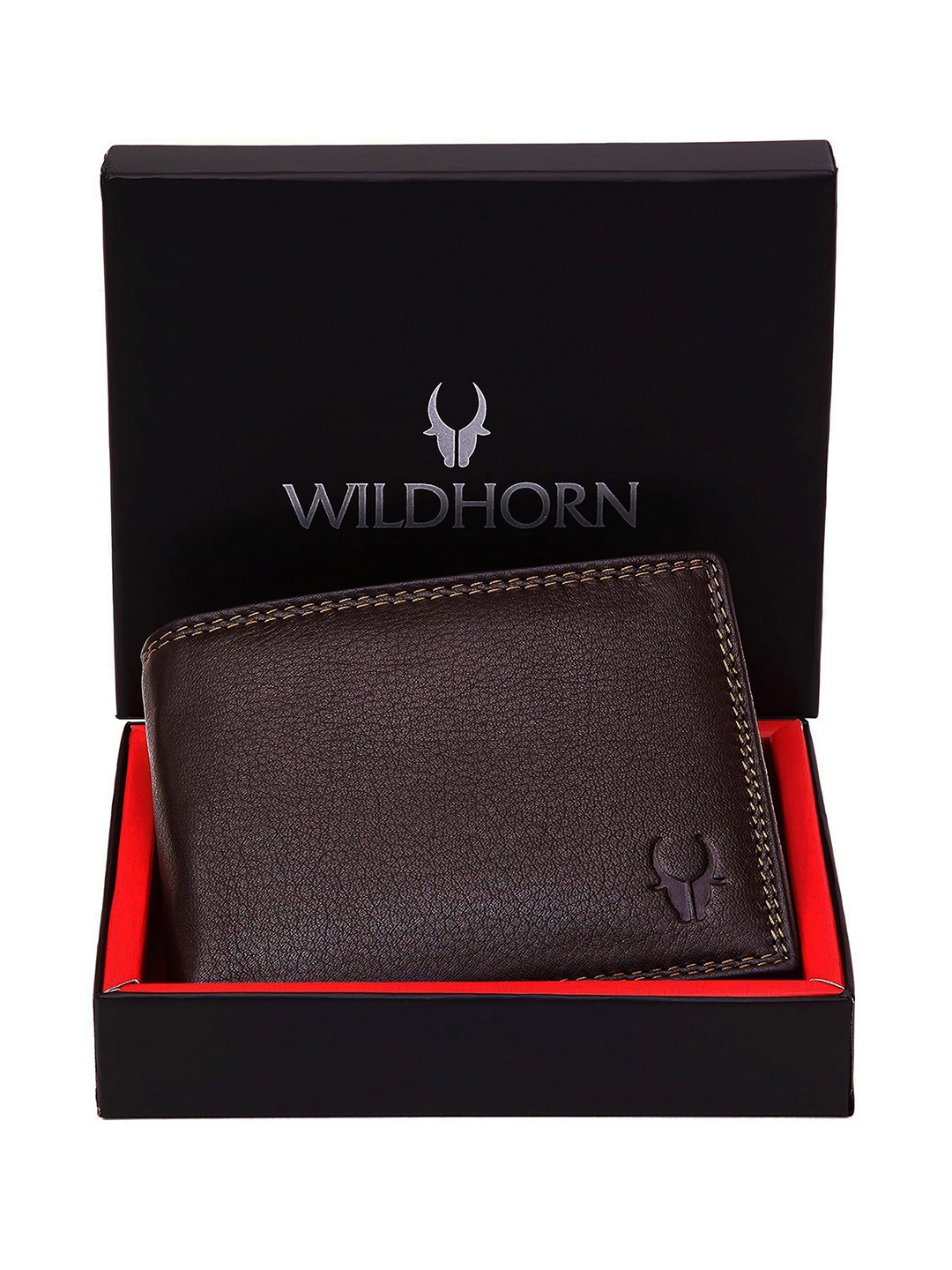 

WildHorn Men Brown Solid RFID Protected Genuine Leather Two Fold Wallet