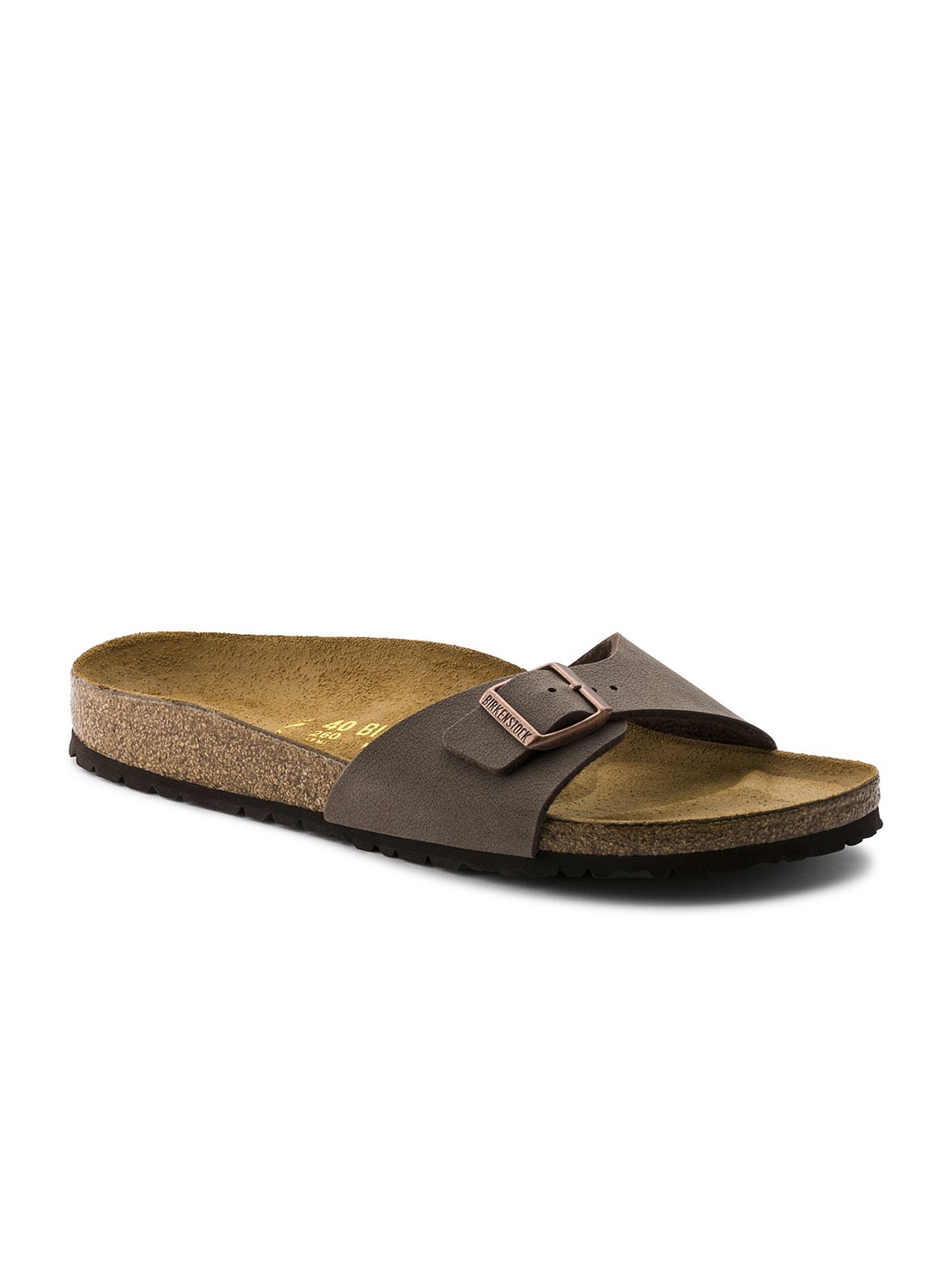 

Birkenstock Madrid Mocha Narrow Width Birko-Flor Nubuck Onestrapsandals, Brown