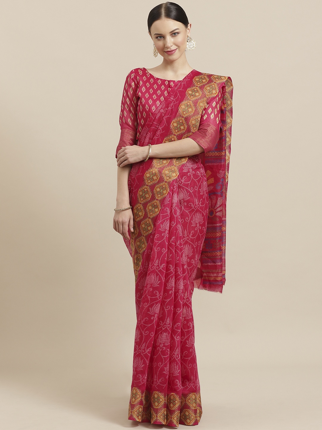 

Saree mall Pink Ethnic Print Saree