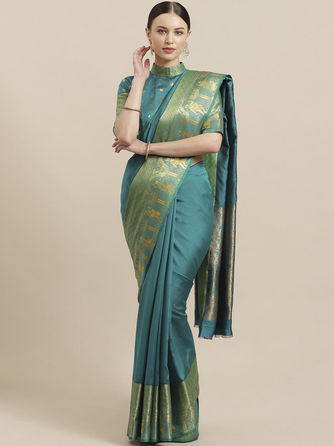 

Saree mall Blue Woven Design Banarasi Saree