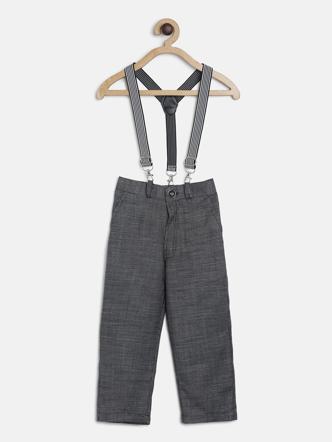

RIKIDOOS Boys Black & White Checked Regular Fit Trousers