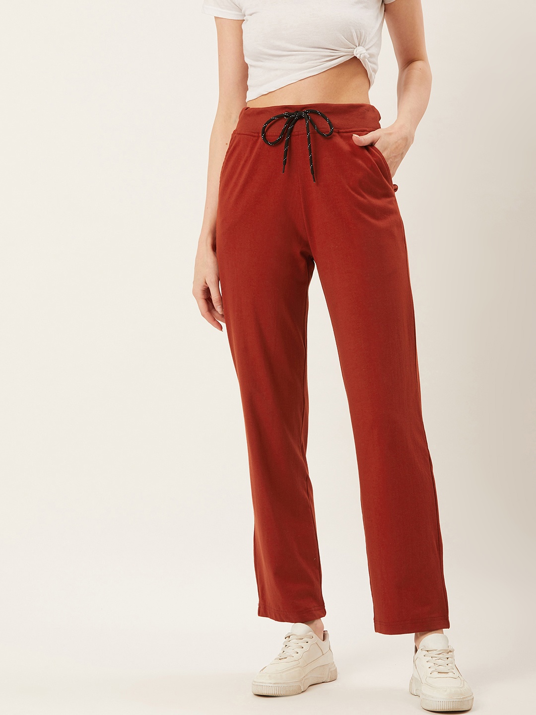 

Alsace Lorraine Paris Women Rust Red Solid Track Pants