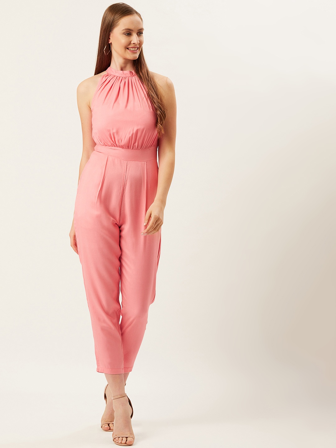 

Alsace Lorraine Paris Women Pink Solid Cropped Basic Jumpsuit