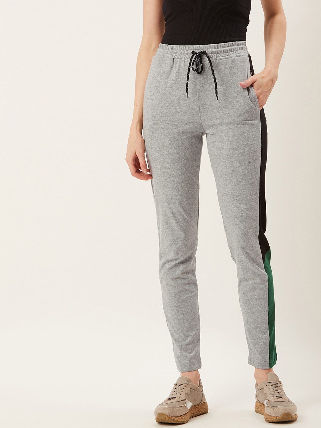 

Alsace Lorraine Paris Women Grey Melange Solid Track Pants