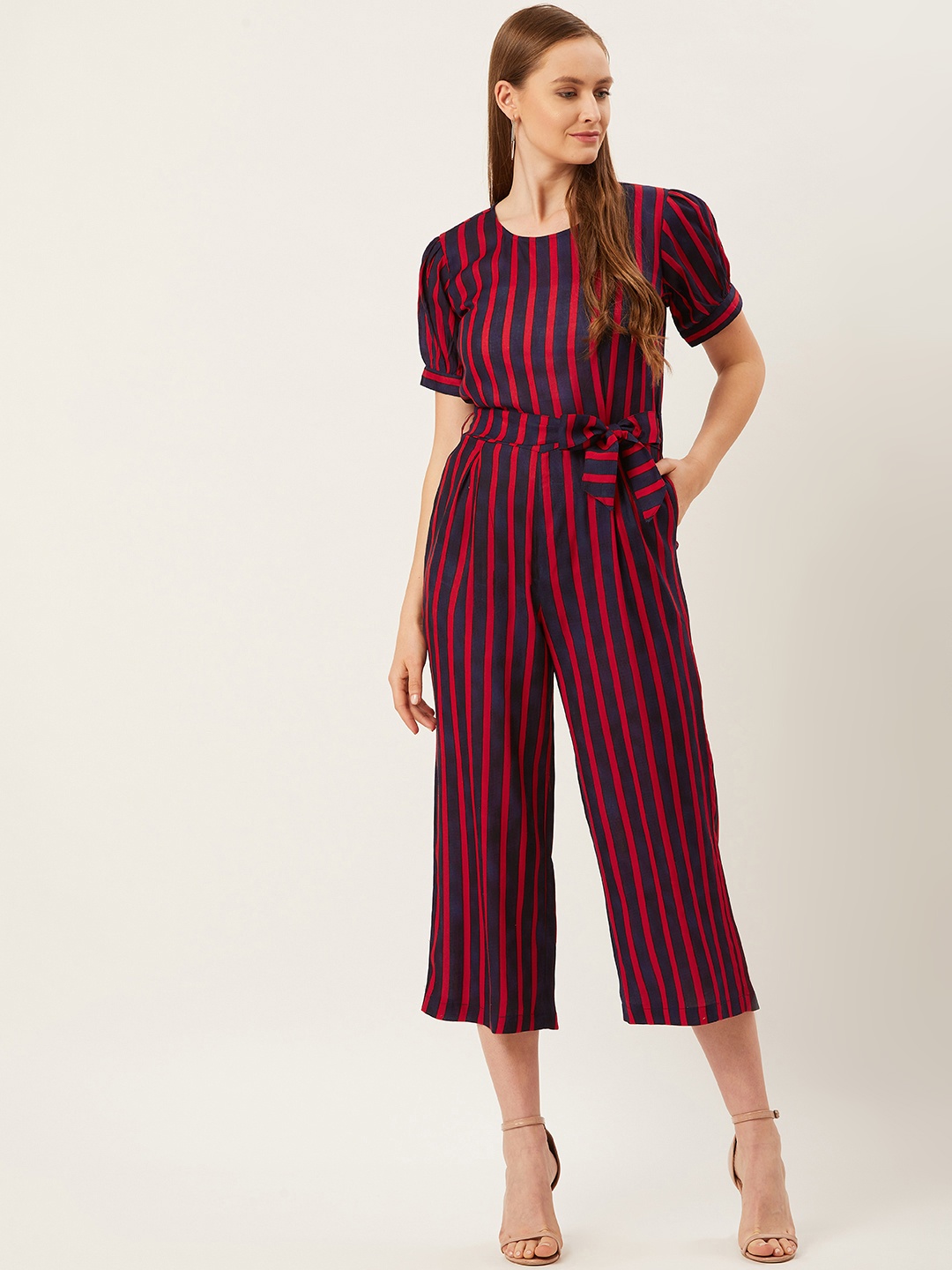 

Alsace Lorraine Paris Women Navy Blue & Red Striped Basic Jumpsuit