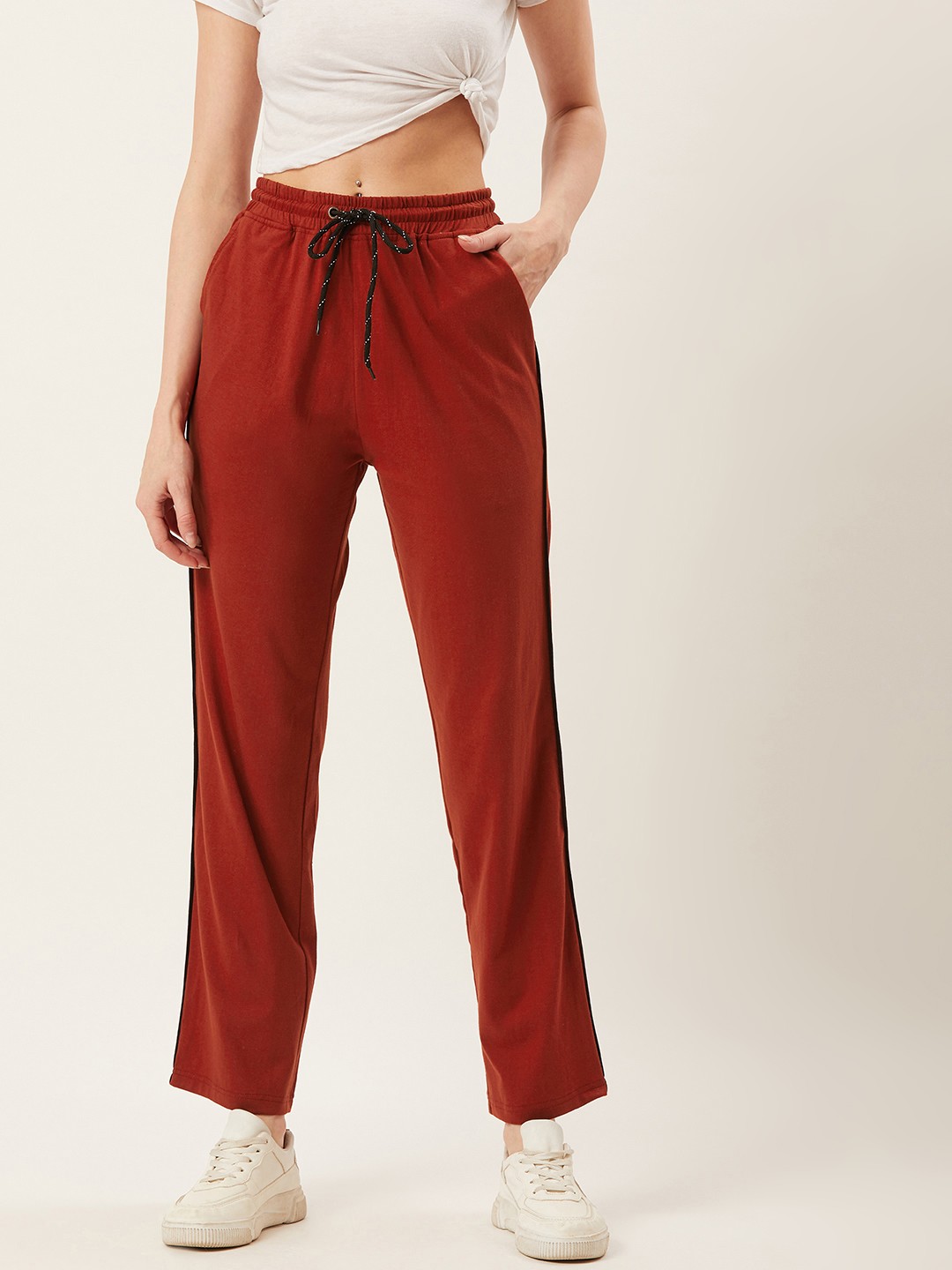

Alsace Lorraine Paris Women Rust Red Solid Track Pants