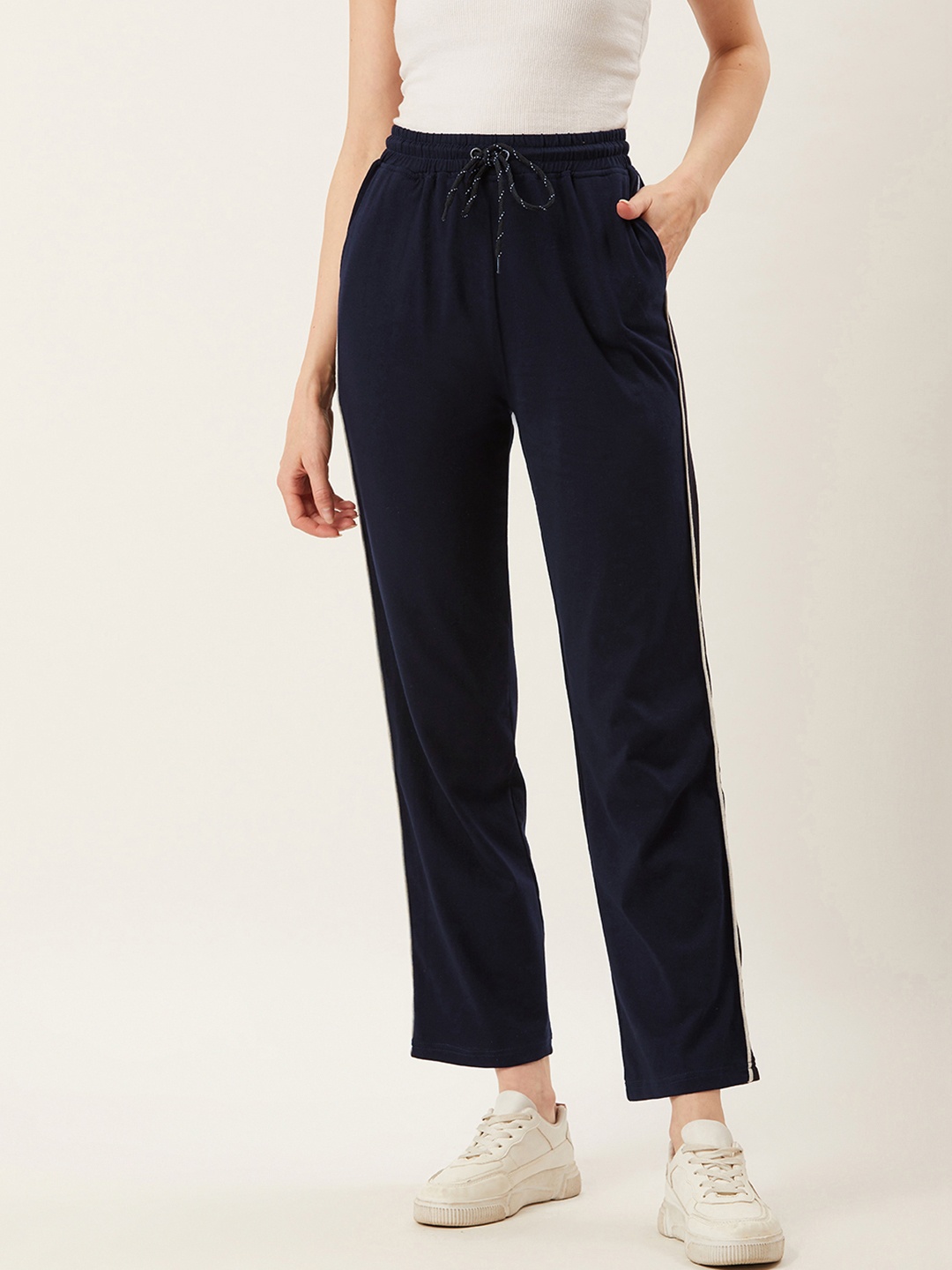 

Alsace Lorraine Paris Women Navy Blue Solid Track Pants