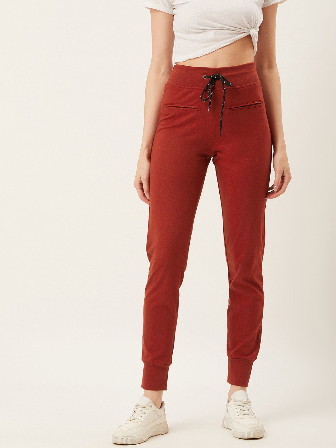 

Alsace Lorraine Paris Women Rust Red Solid Joggers