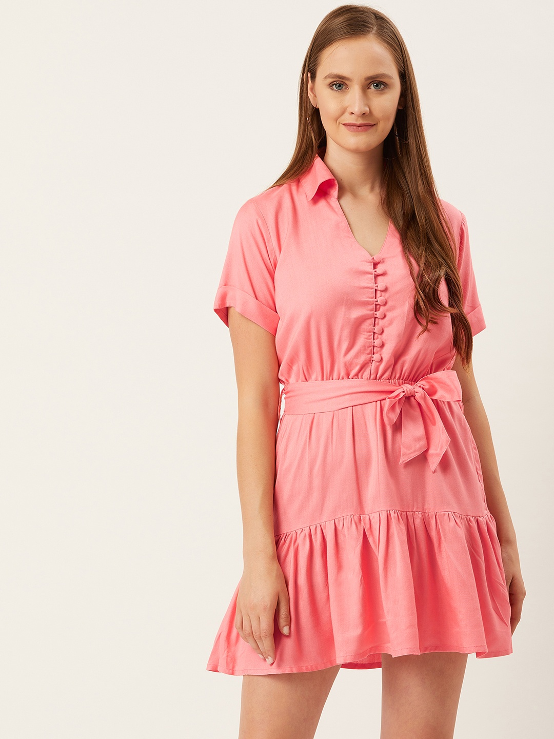 

Alsace Lorraine Paris Women Pink Solid A-Line Dress