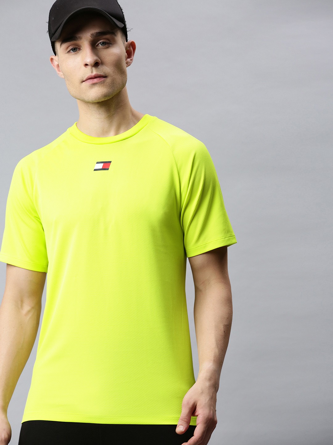 

Tommy Hilfiger Men Lime Green Solid Round Neck T-shirt
