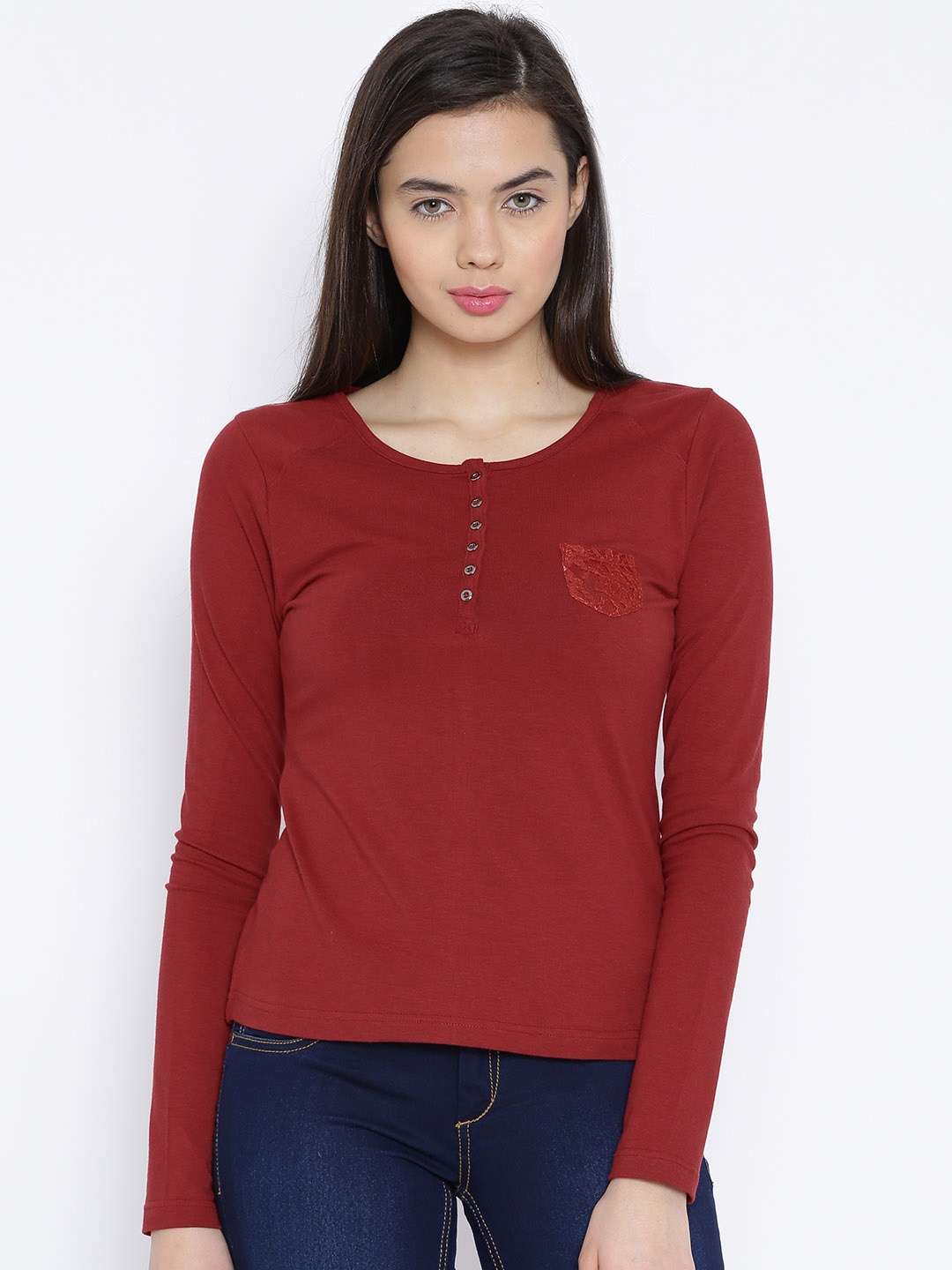 

Sera Red Henley T-shirt