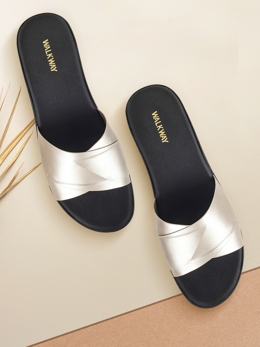 

WALKWAY by Metro Women Gold-Toned Solid Sandals