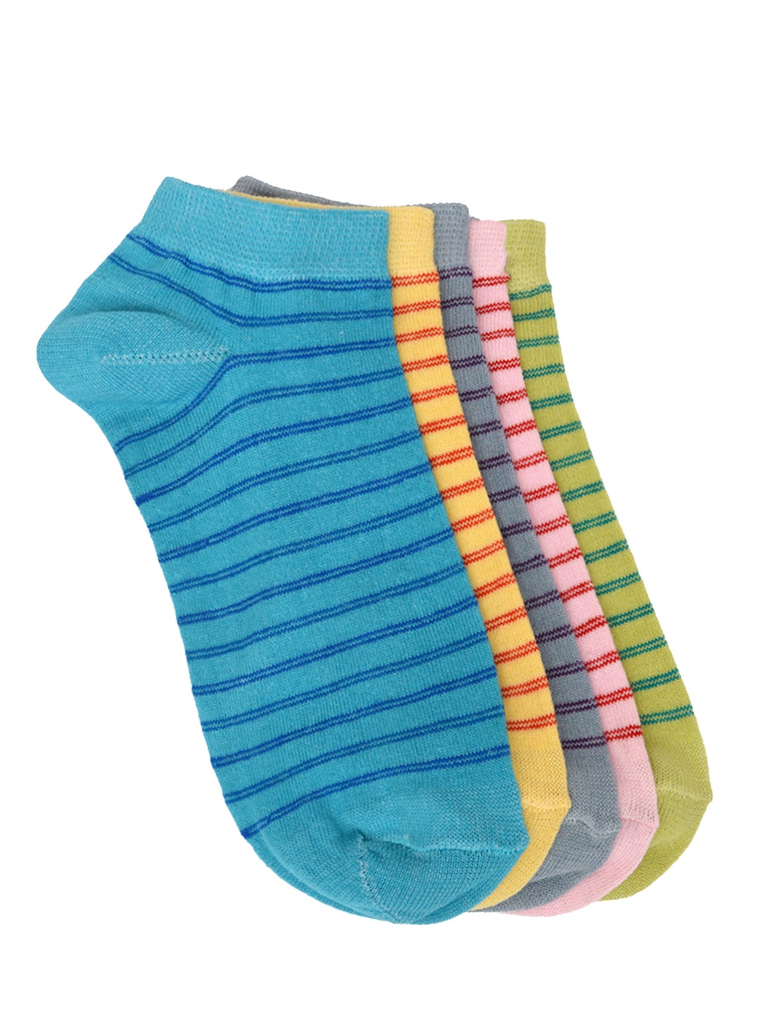 

MARC Women Set of 5 Striped Ankle-Length Socks, Multi