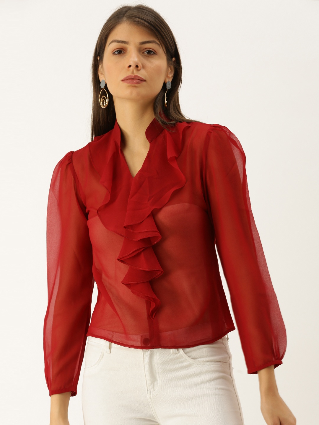 

MABISH by Sonal Jain Women Maroon Solid Top