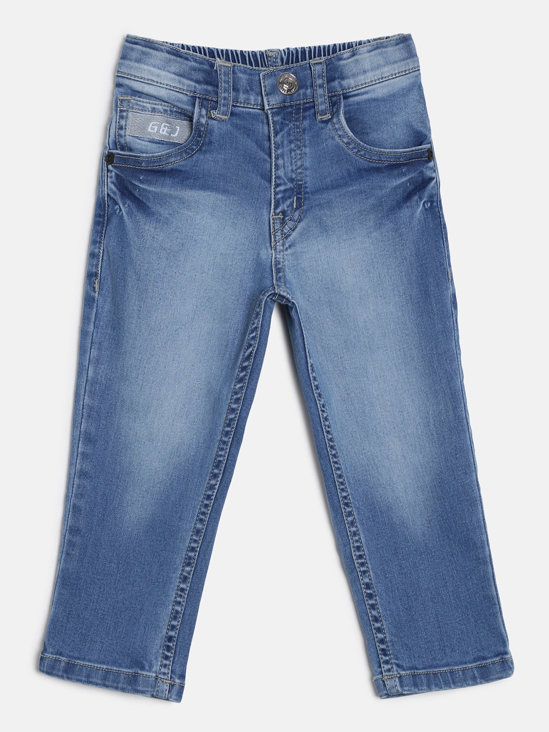 

Gini and Jony Boys Blue Slim Fit Mid-Rise Faded Stretchable Jeans