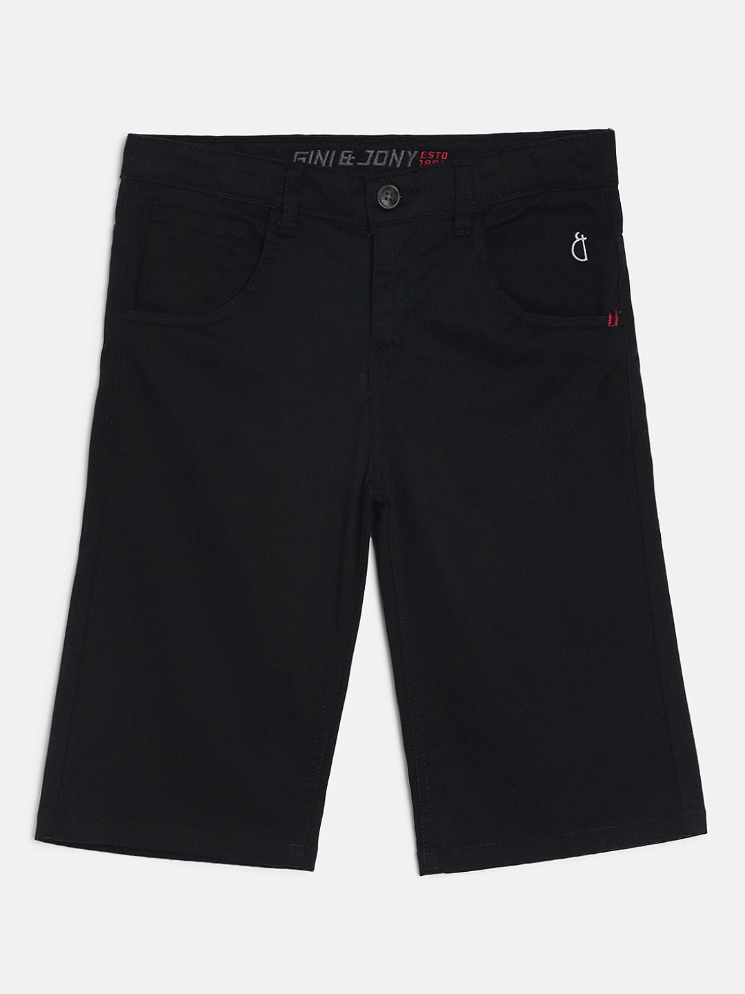 

Gini and Jony Boys Black Solid Regular Fit Regular Shorts