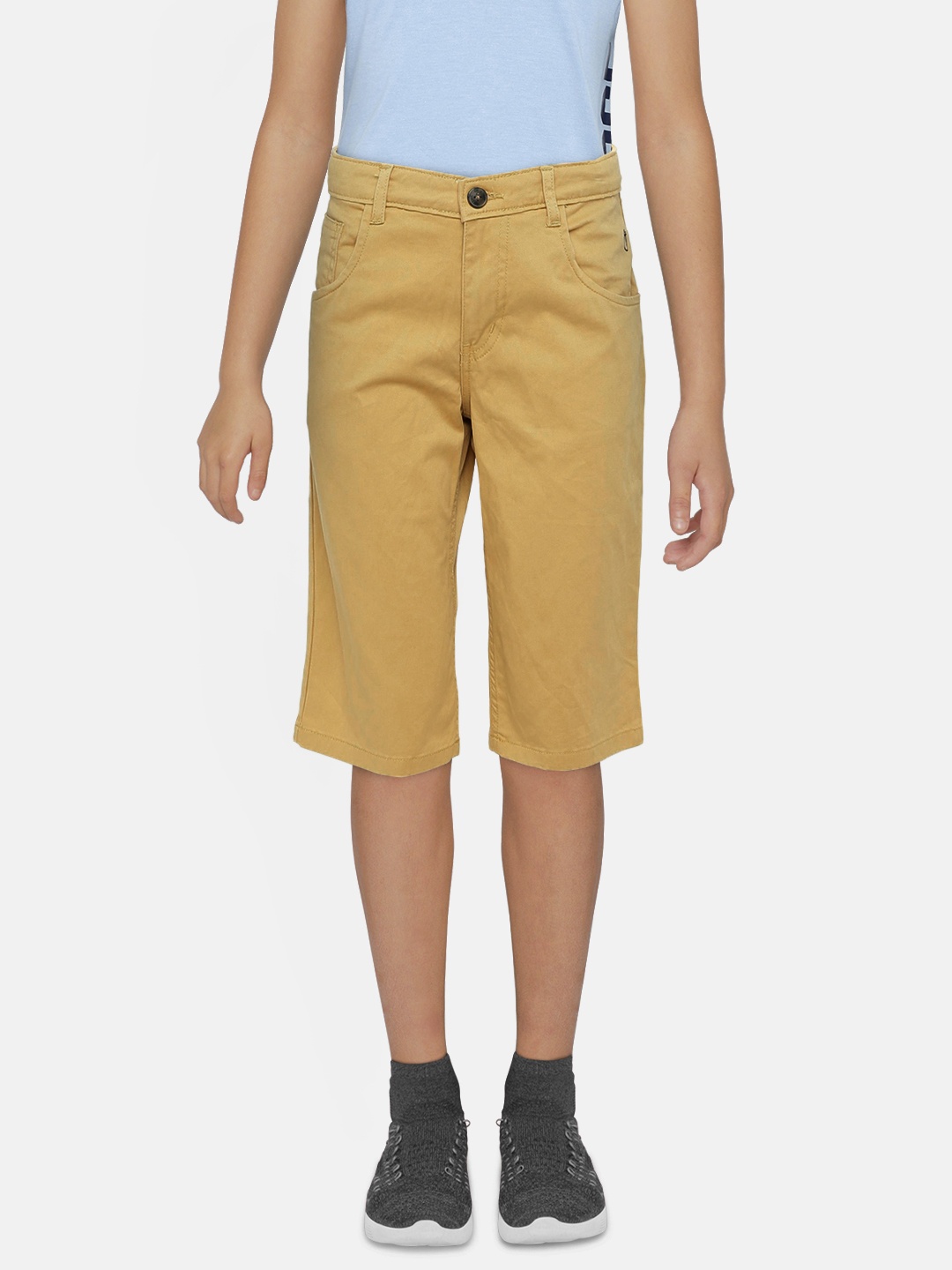 

Gini and Jony Boys Khaki Brown Solid Regular Shorts