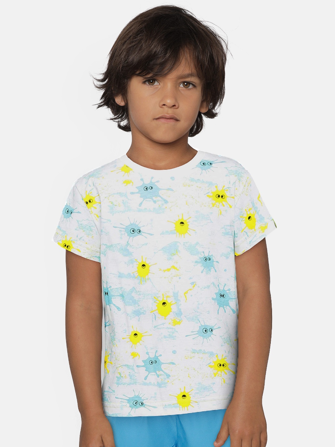 

Gini and Jony Boys Blue & Yellow Printed Round Neck T-shirt