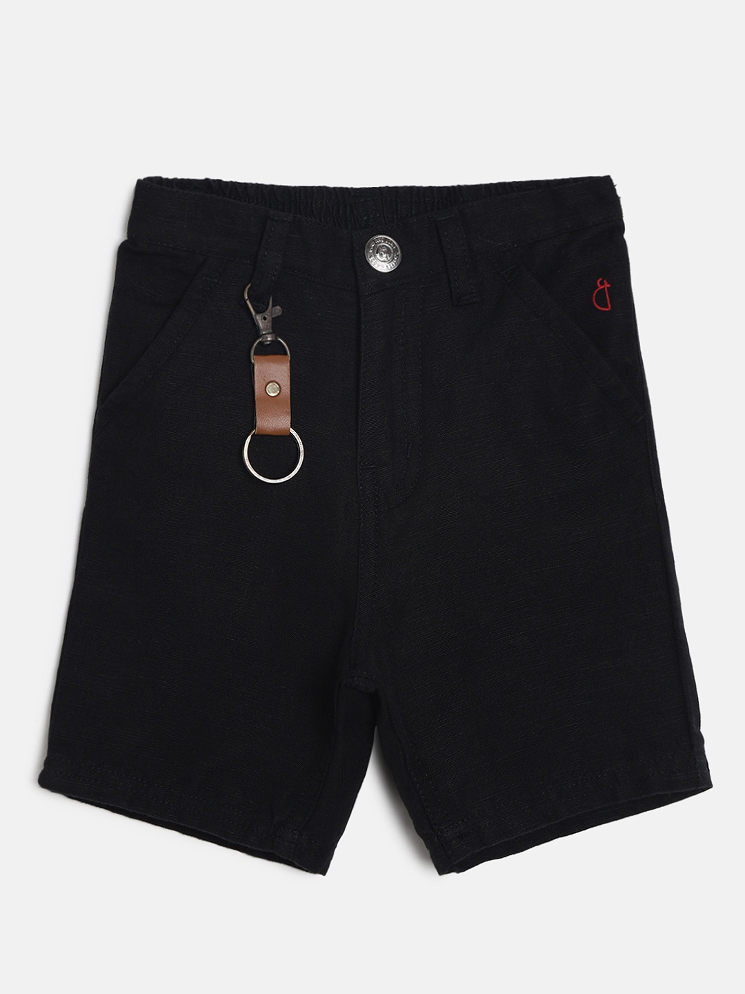 

Gini and Jony Boys Black Solid Regular Fit Shorts