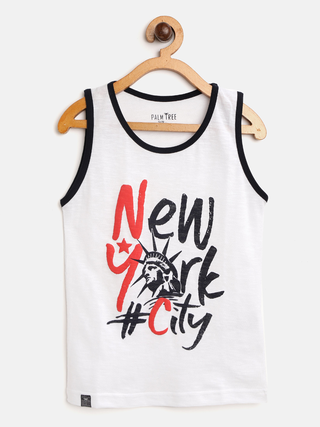 

Palm Tree Boys White & Black Printed Round Neck T-shirt