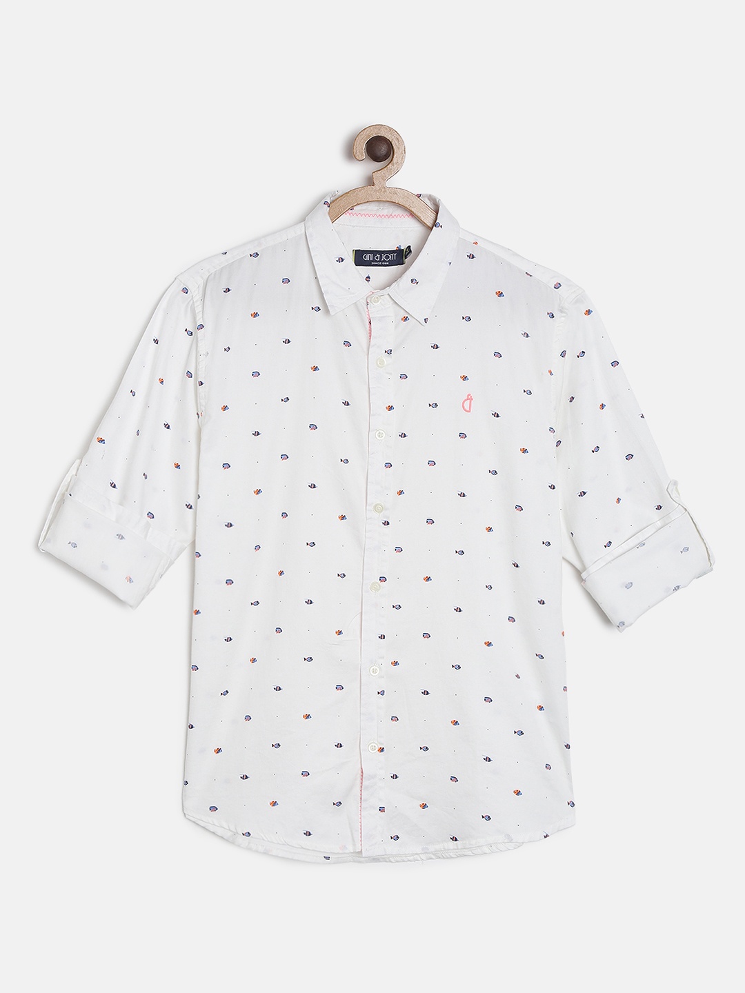 

Gini and Jony Boys White Regular Fit Printed Casual Shirt