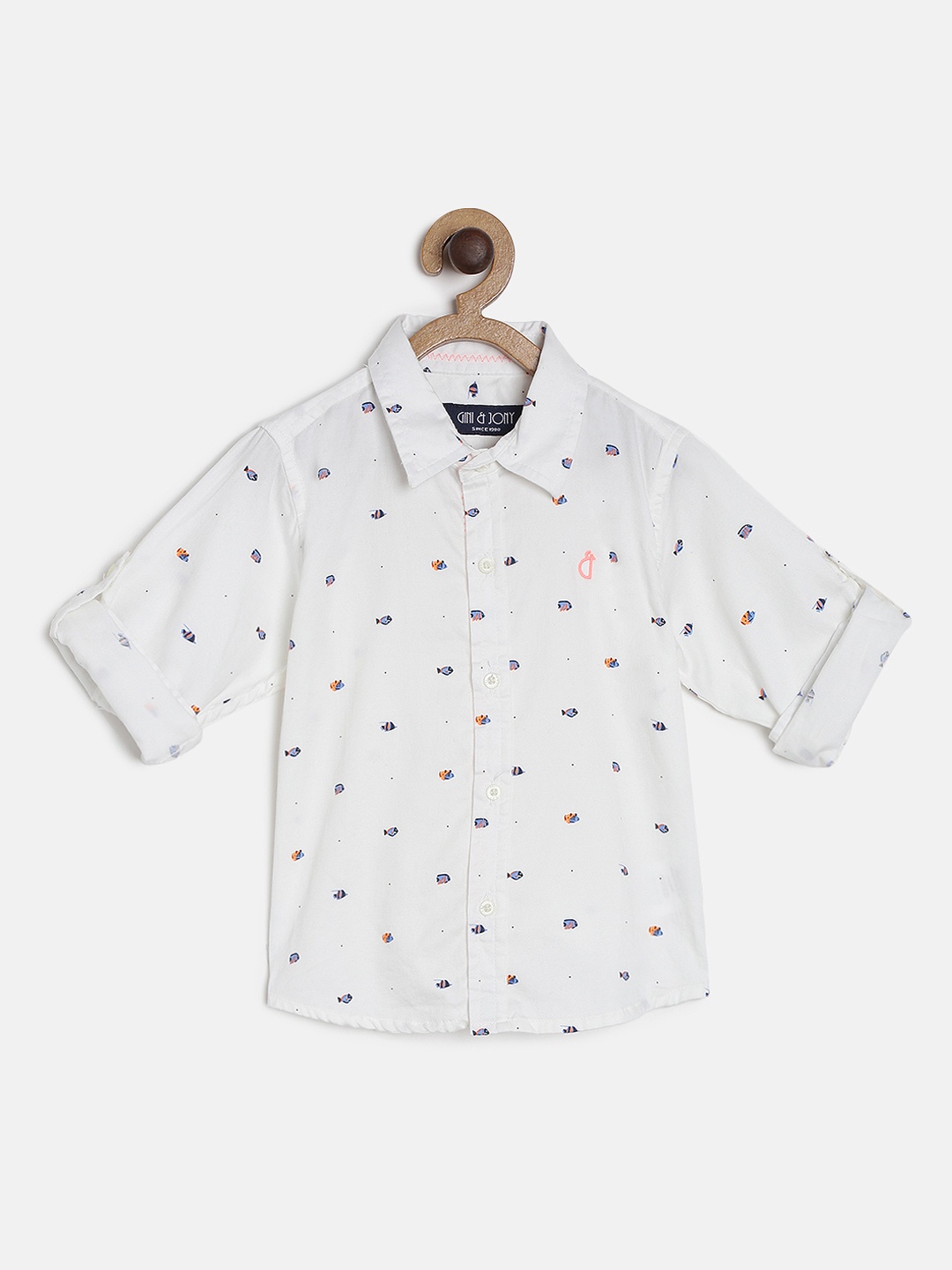 

Gini and Jony Boys White Regular Fit Printed Casual Shirt