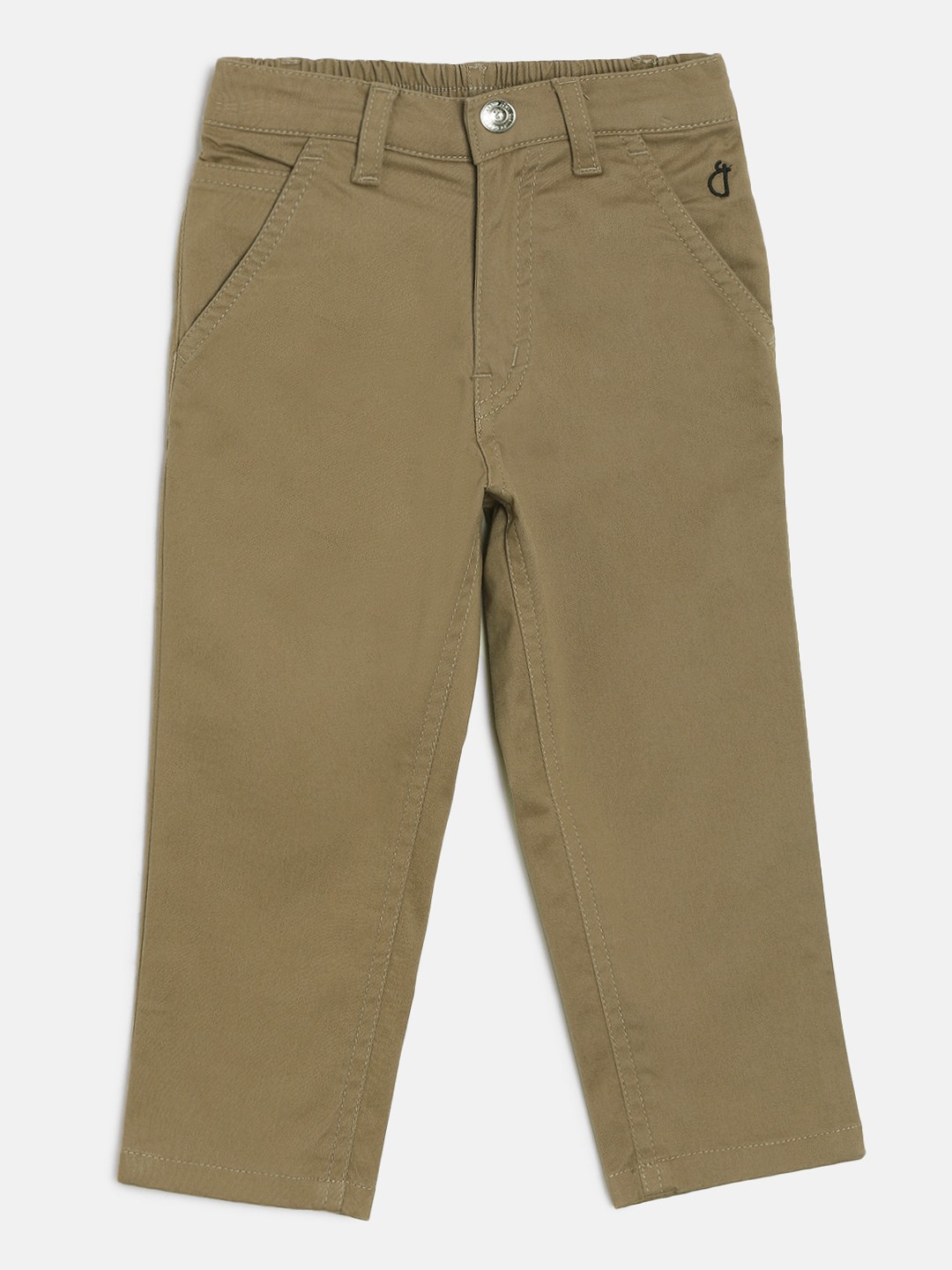 

Gini and Jony Boys Khaki Solid Regular Fit Regular Trousers