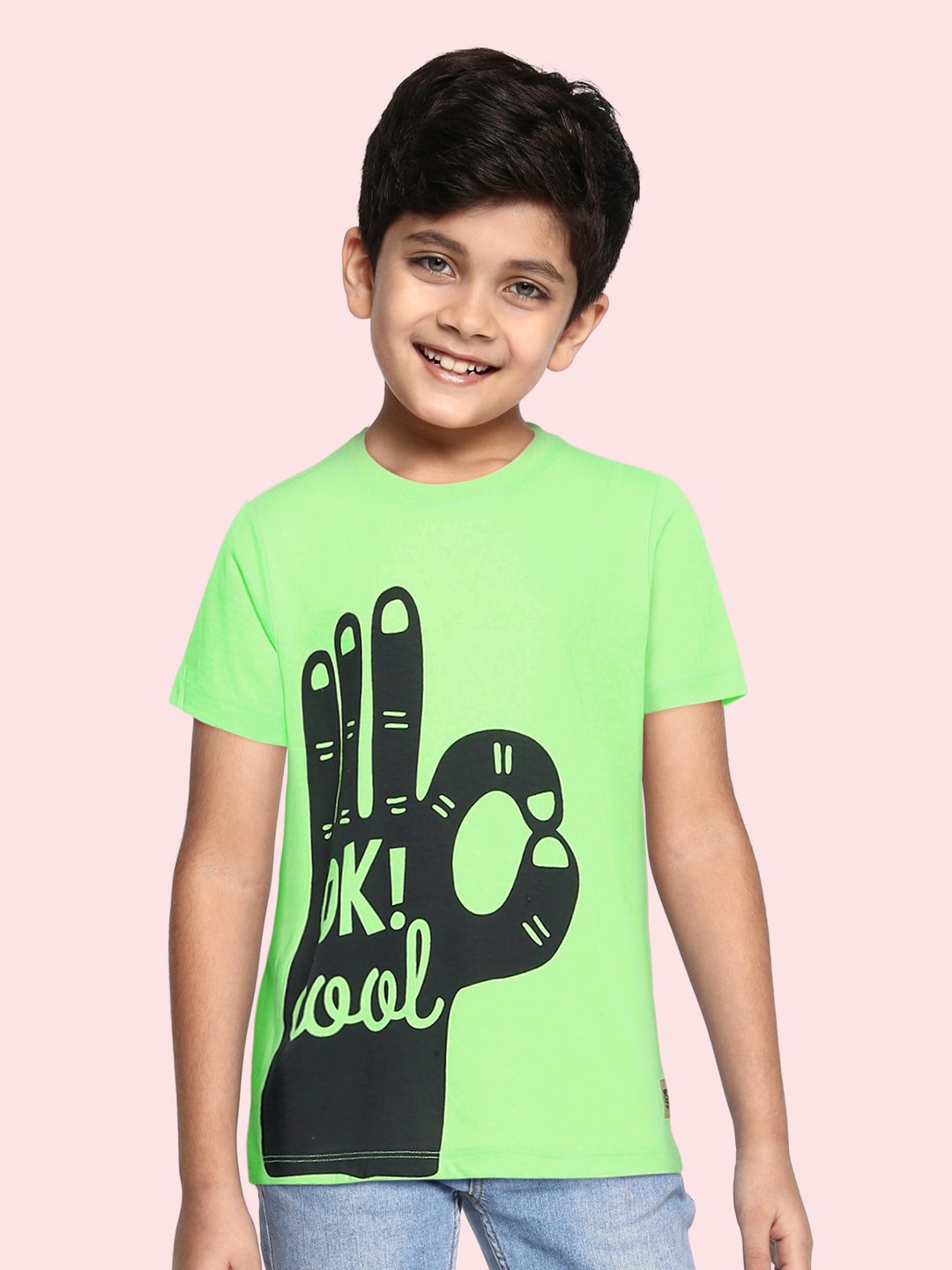 

Flying Machine Boys Green Printed Round Neck T-shirt