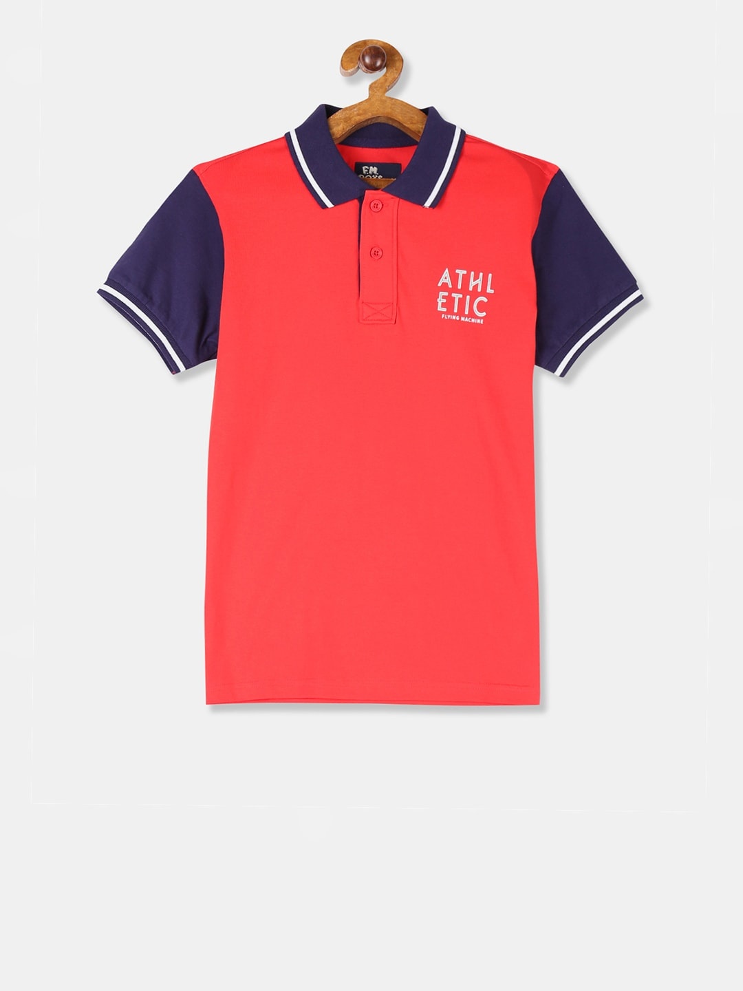 

Flying Machine Boys Red Solid Polo Collar Pure Cotton T-shirt