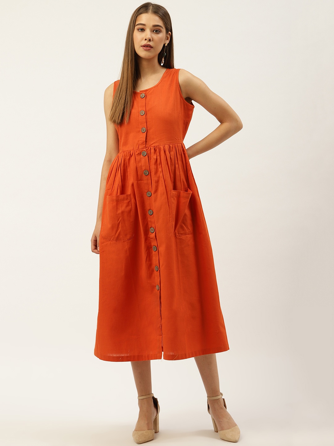 

An Episode Women Orange Solid A-Line Dress
