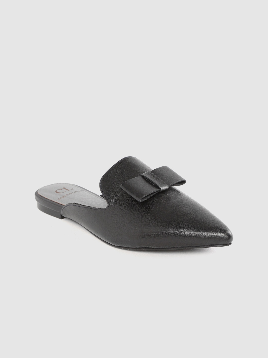 

Carlton London Women Black Solid Leather Mules