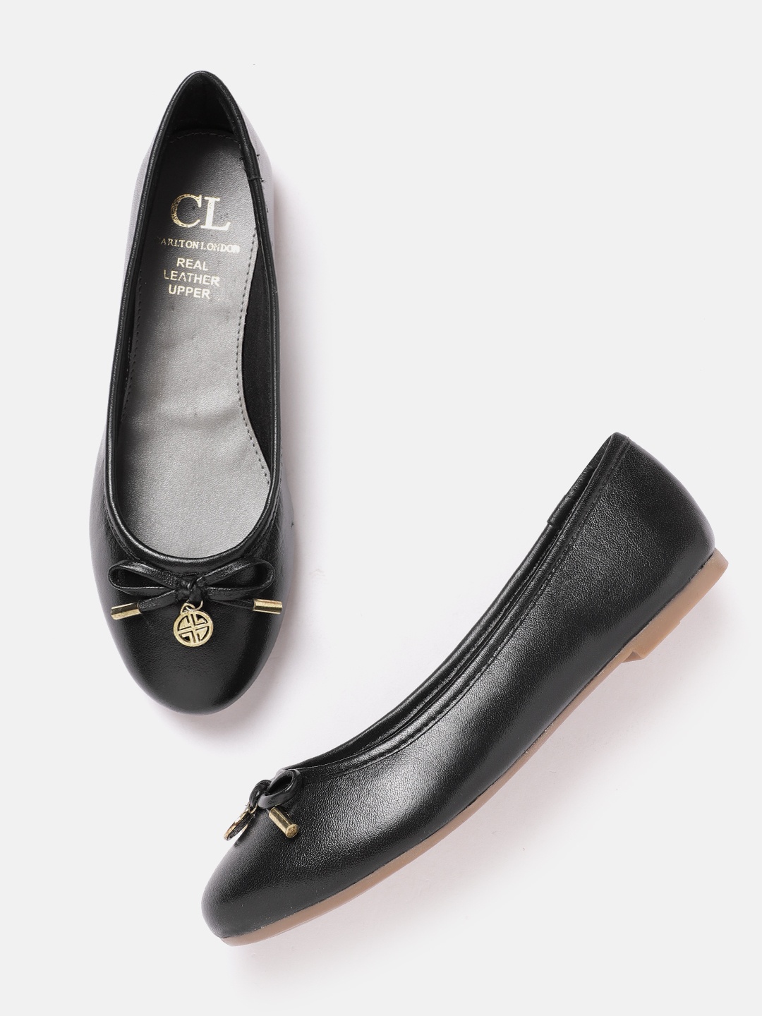 

Carlton London Women Leather Ballerinas with Bow Detail, Black