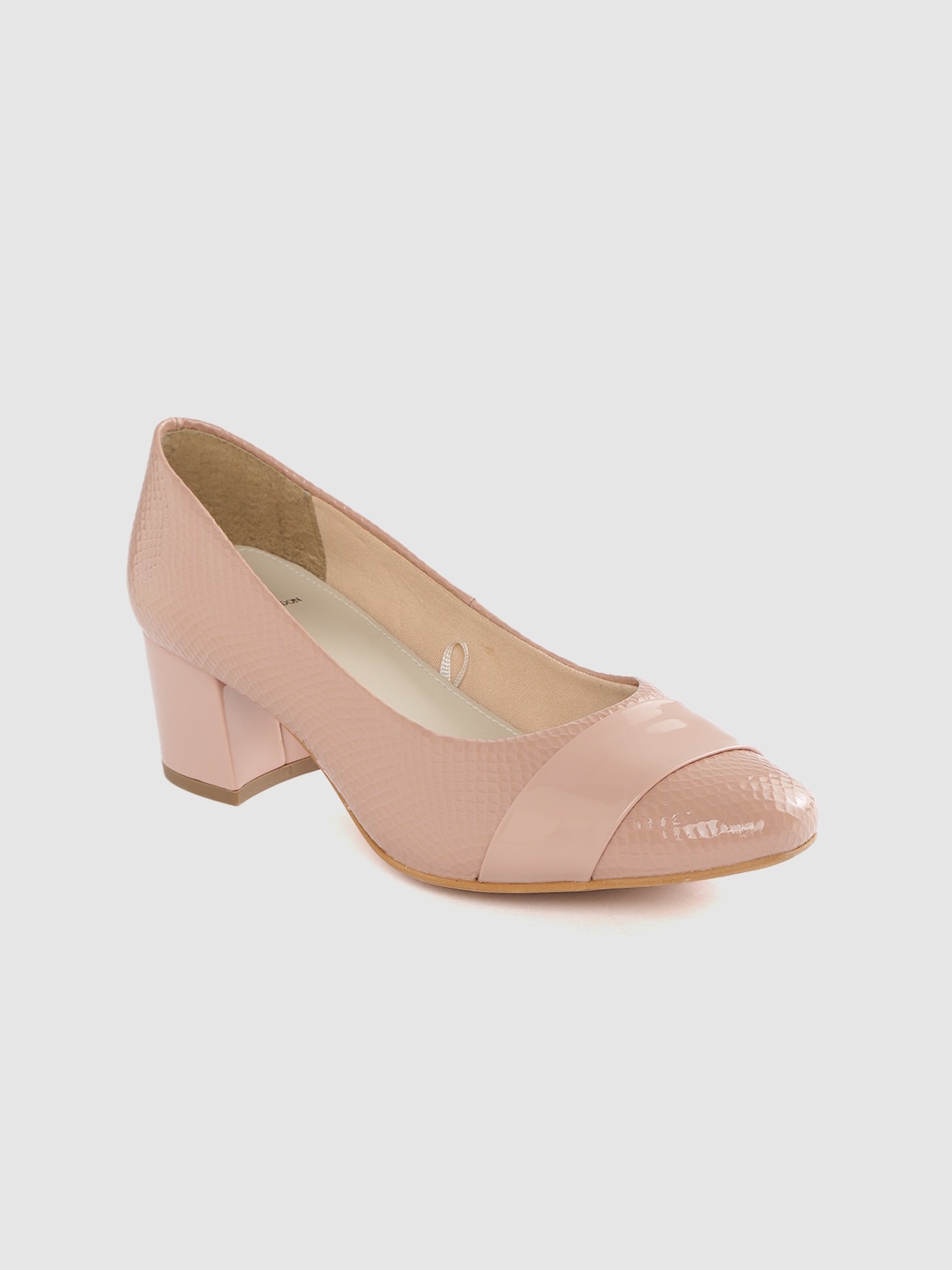 

Carlton London Women Peach-Coloured Snakeskin Textured Pumps