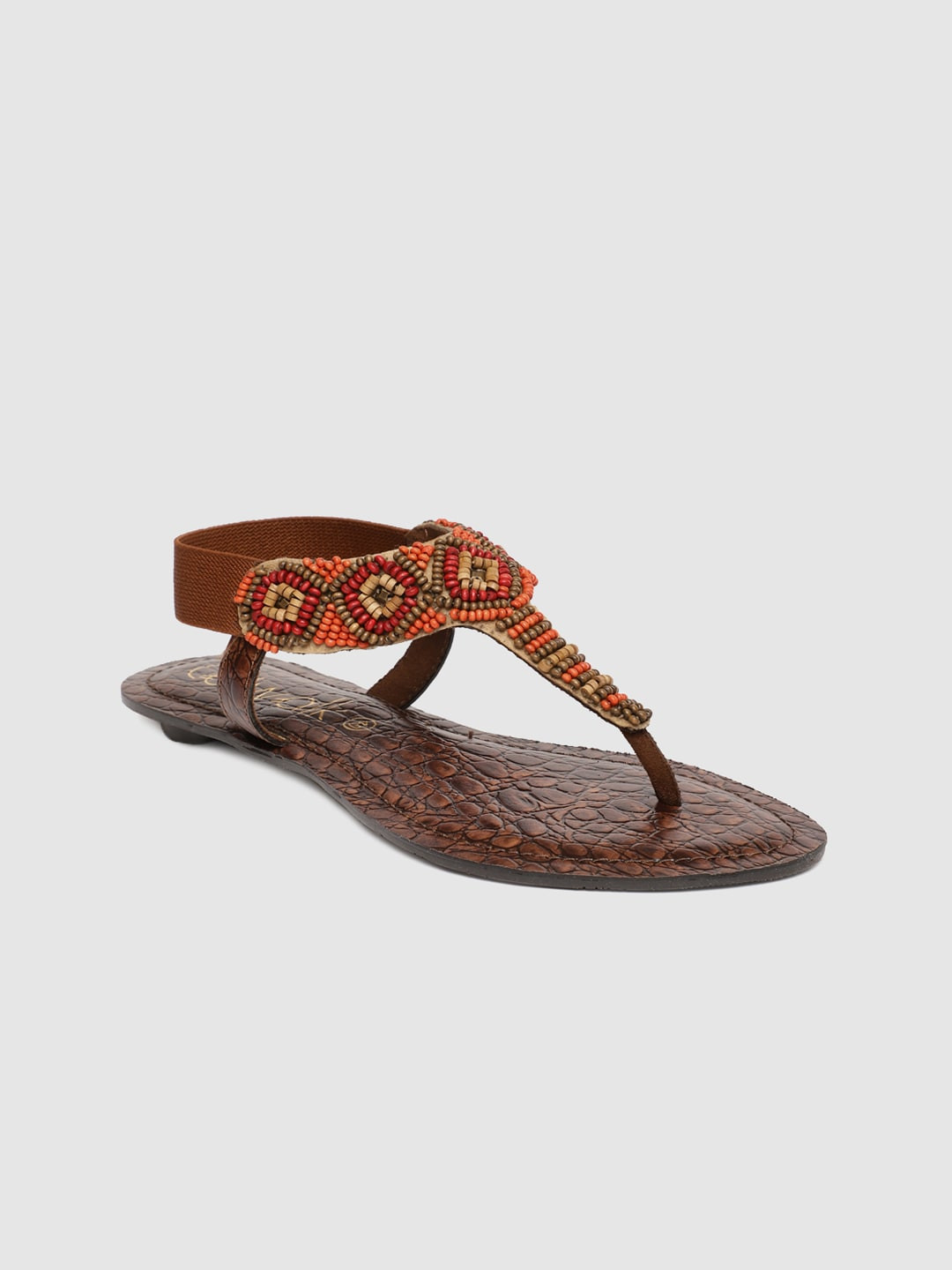 

Catwalk Women Multicoloured Embellished T-Strap Flats, Multi