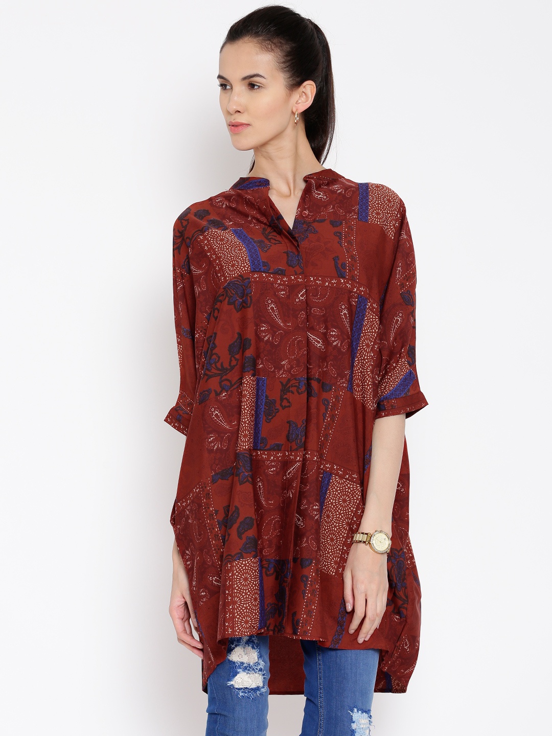 

Tokyo Talkies Rust Brown Printed Tunic