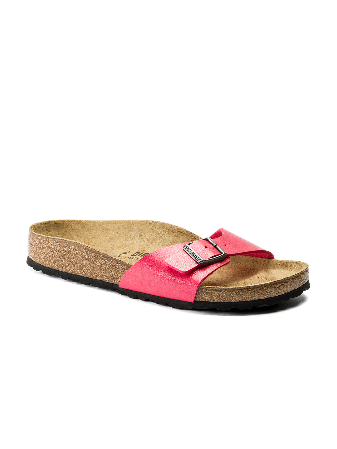 

Birkenstock Women Pink Solid Madrid Birko-Flor Open Toe Narrow Width Flats