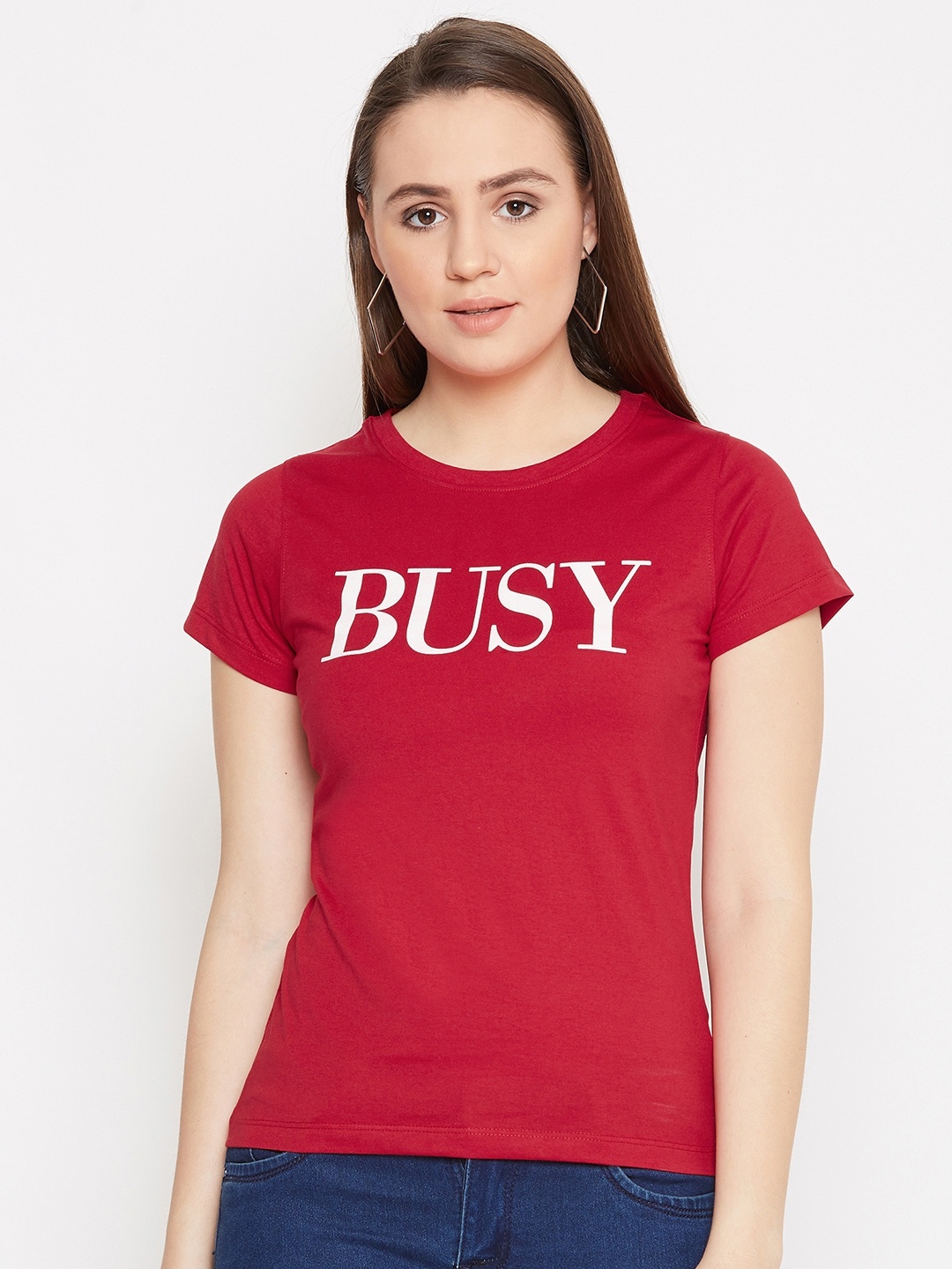 

METTLE Women Red Printed Round Neck T-shirt