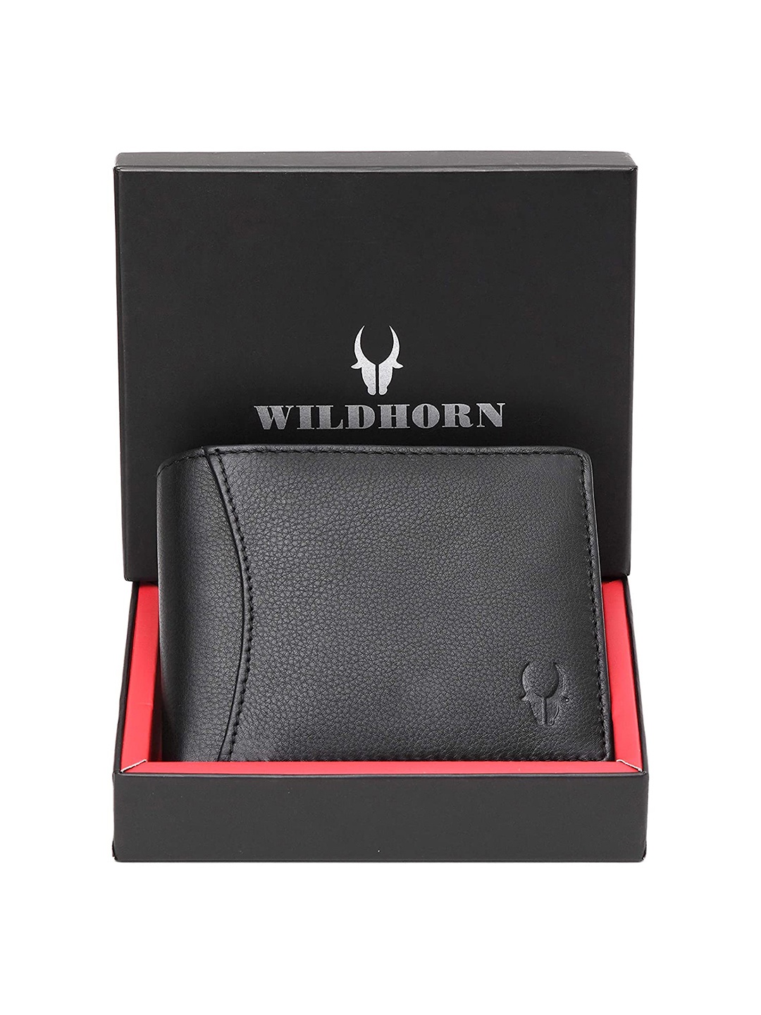 

WildHorn Men Black Solid RFID Protected Leather Two Fold Wallet