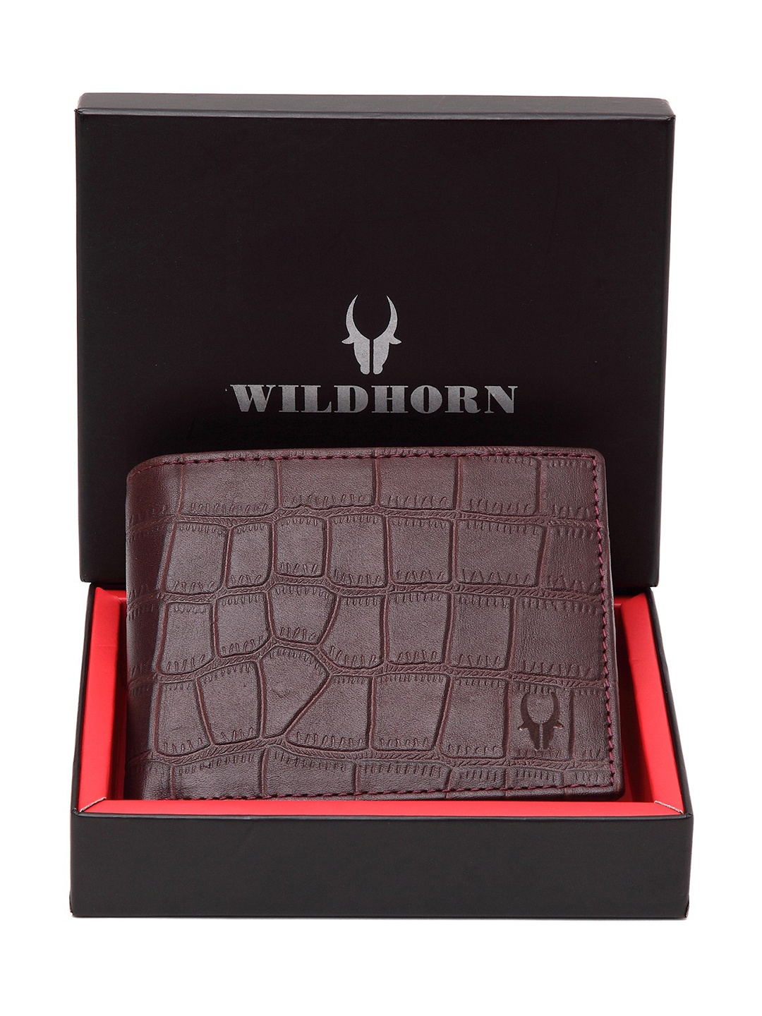 

WildHorn Men Maroon Textured Two Fold Leather Wallet