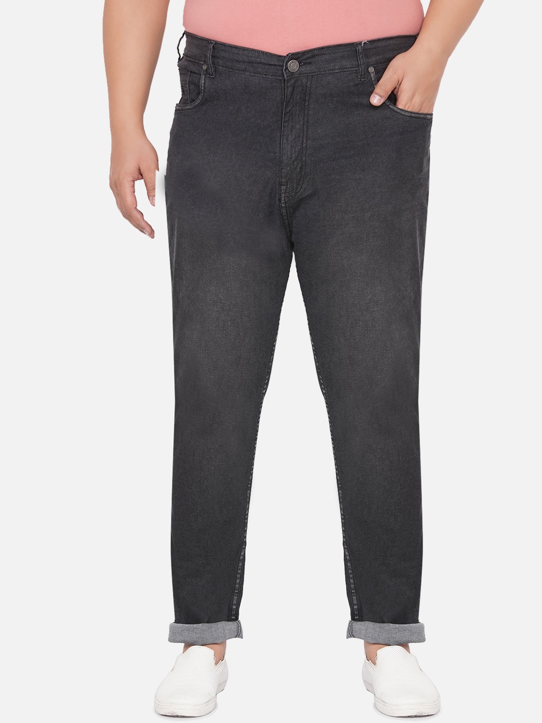 

John Pride Plus Size Men Black Regular Fit Mid-Rise Clean Look Stretchable Jeans