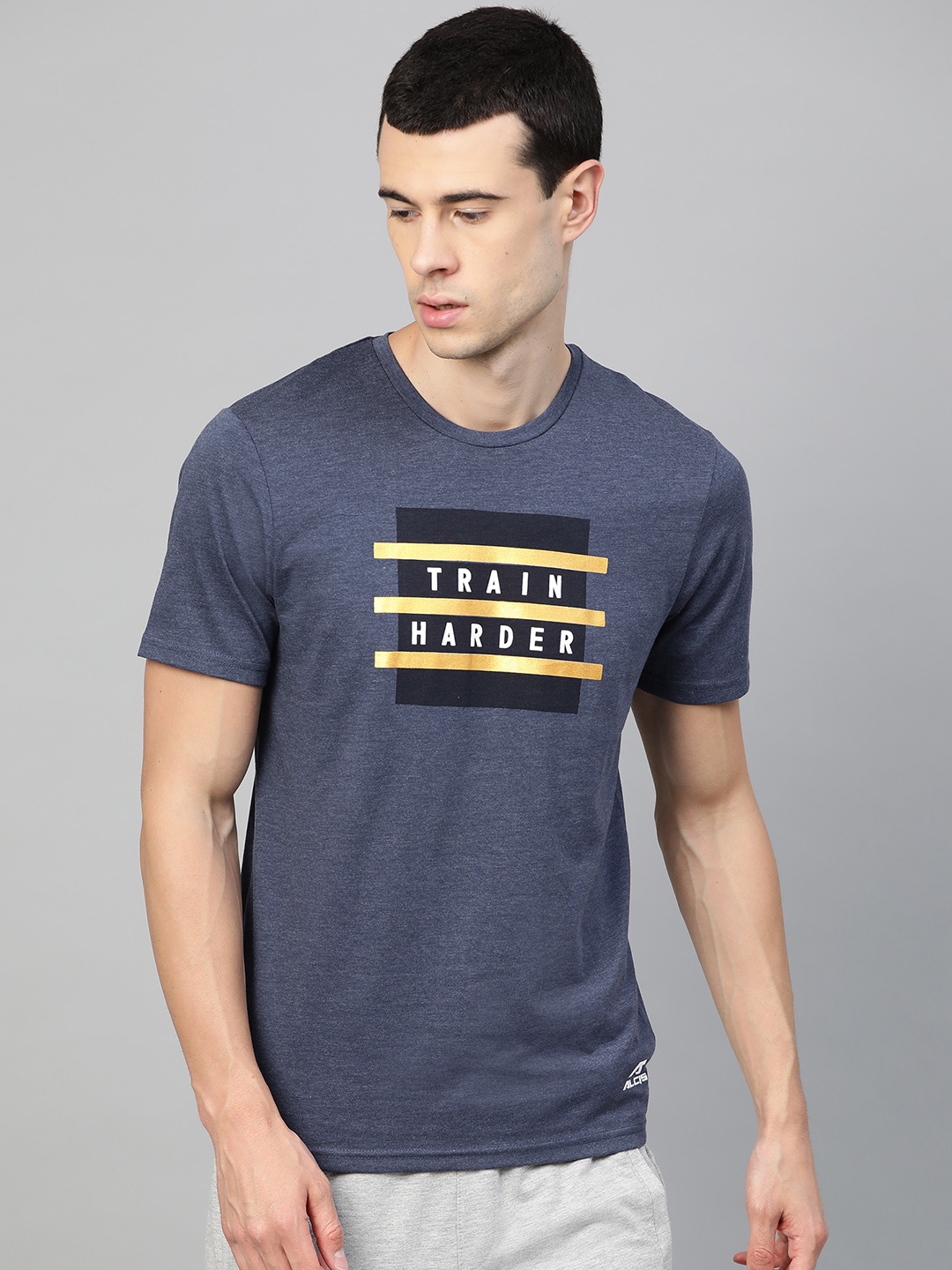 

Alcis Men Navy Blue Printed Round Neck Training T-shirt