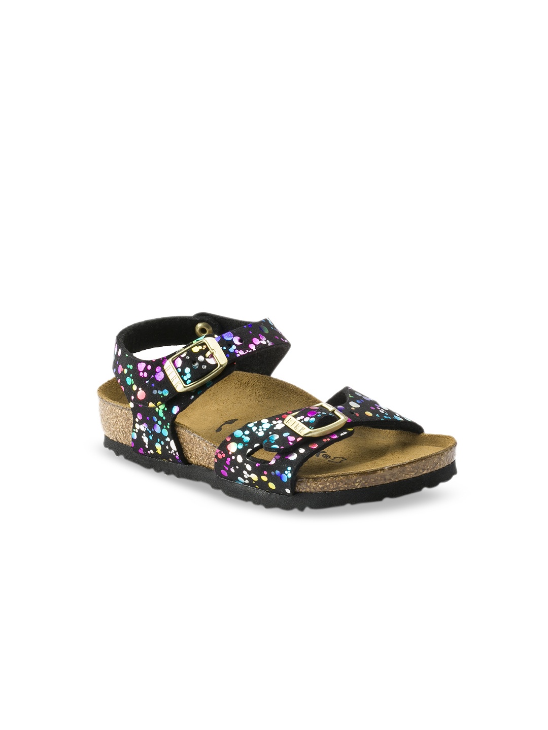 

Birkenstock Rio Confetti Black Regular Width Synthetics With An Ankle Strap