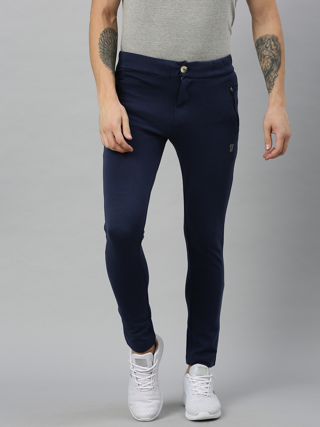 

French Connection Men Navy Blue Solid Slim Fit Track Pants