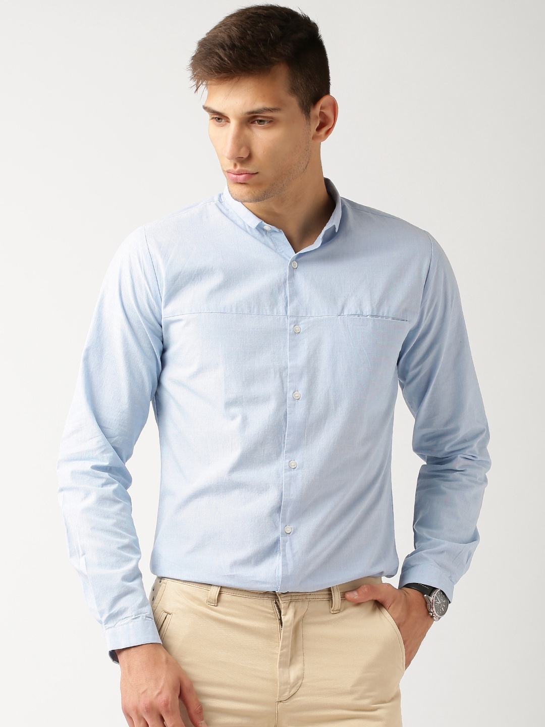 

ether Men Blue Slim Fit Solid Casual Shirt