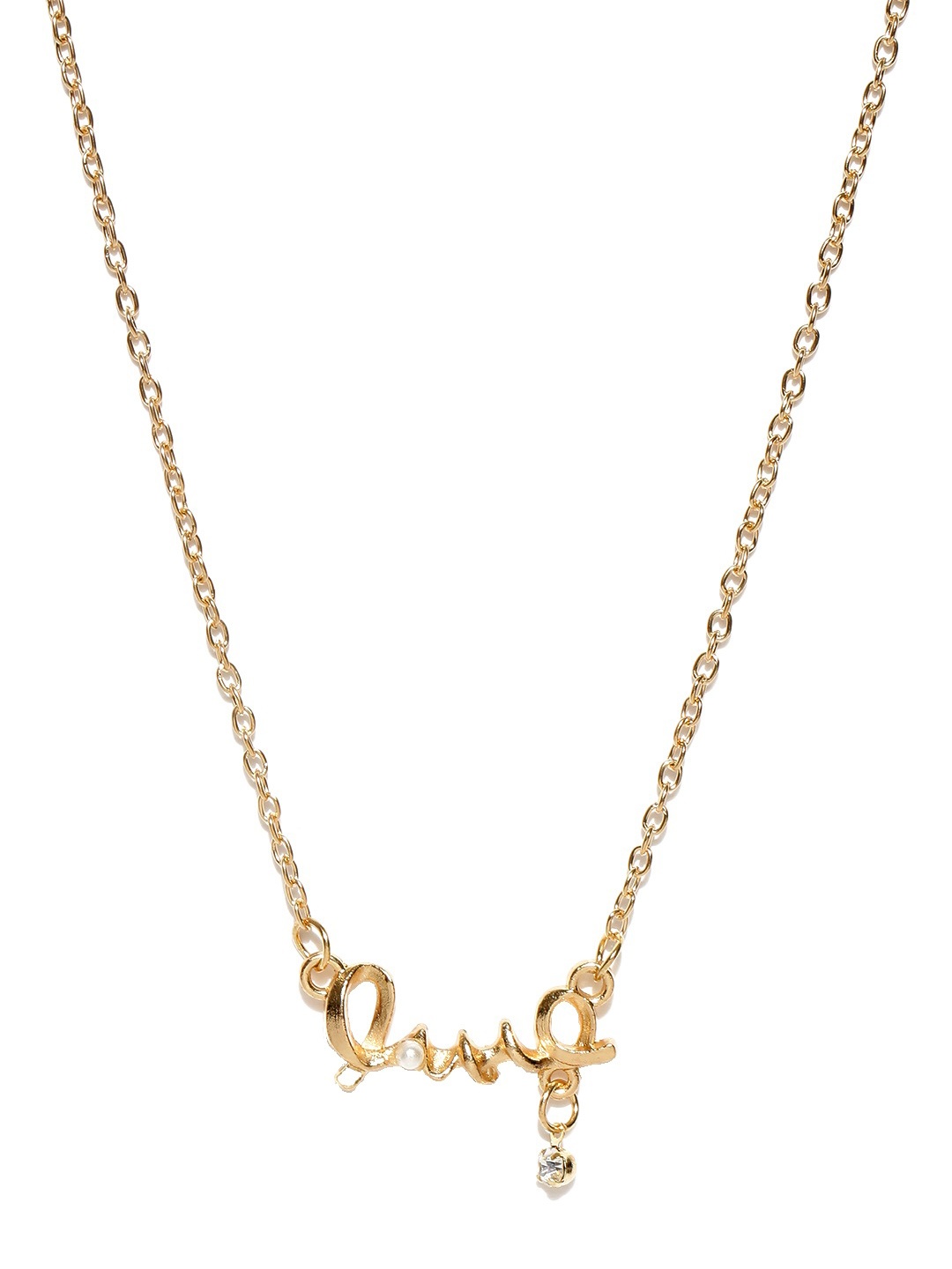 

OOMPH Gold-Plated & White Love Pendant Necklace