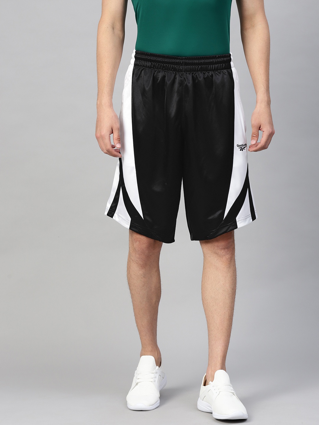 

Reebok Classic Men Black & White Twin Victor Colourblocked Sports Shorts
