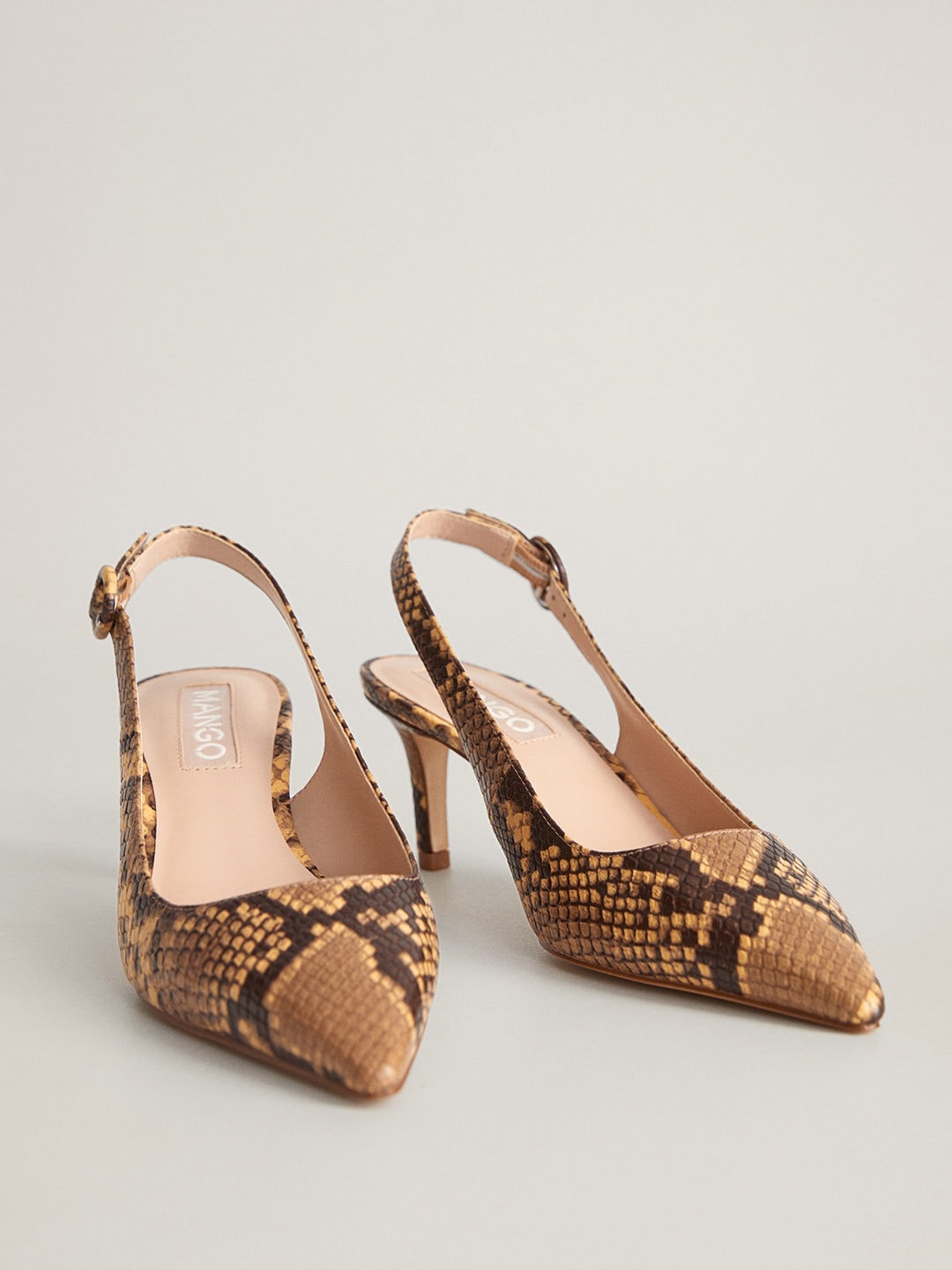 

MANGO Women Brown Printed Pumps